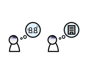 悩む会社員のイラストのセット アイコン 鬱 五月病 Black Wall Mural Bla Yugoro