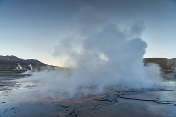 Tatio Geysers early morning at San Pedro de Atacama, Antofagasta 