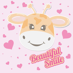 Beautiful cartoon smile giraffe baby. Vector illustration.