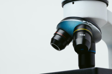 Scientific microscope close up. Professional laboratory equipment