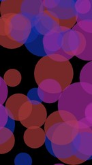 Multicolored translucent circles on a dark background. 3D illustration