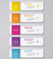 5 steps timeline infographic element. 5 steps infographic, vector banner can be used for workflow layout, diagram,presentation, education or any number option. EPS10.	