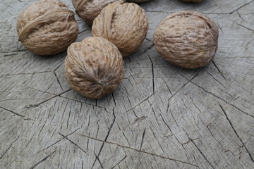 walnuts on wooden background