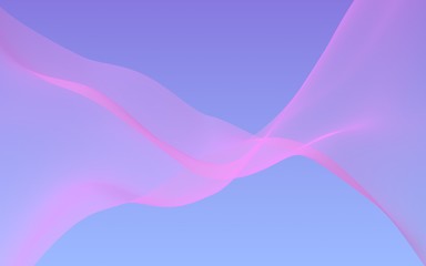 Pink wave on blue sky abstract background. Fluttering pink scarf. Waving on wind pink fabric. 3D illustration