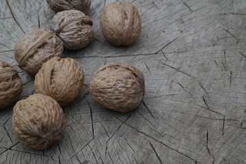 walnuts on wooden table
