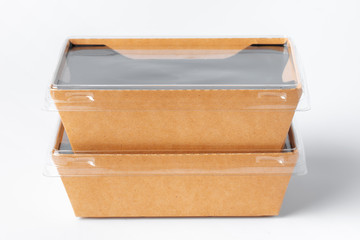 Cardboard brown food box pack isolated on white background