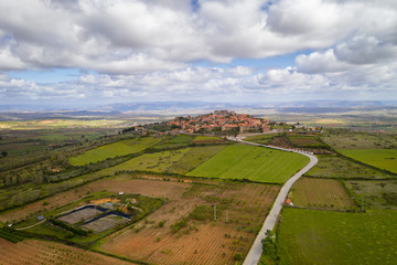 Naklejka premium Castelo Rodrigo drone aerial view village landscape, in Portugal