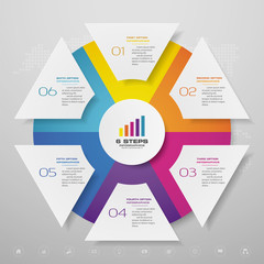 6 steps infographics chart design element. For data presentation.	