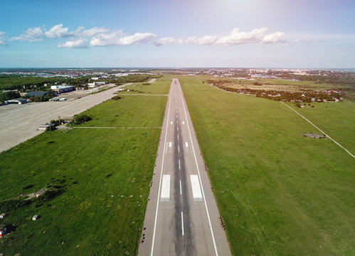view on runways. an empty airfield with no aircraft. crisis in aviation.