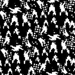 Seamless pattern houndstooth design. Black and white print with dogtooth elements. Watercolor effect. Suitable for bed linen, leggings, shorts and fashion industry.