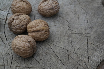 walnuts on wooden background