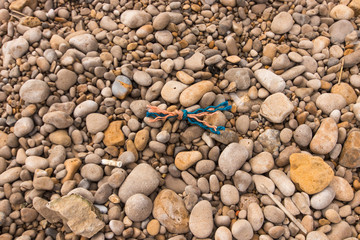 Sea stones background in a beach