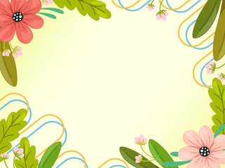 Fototapeta premium abstract background of. flower, leaf and doodle frame on yellow green floor. Vector design for prints, flyers, banners, invitations card, special offer and more.