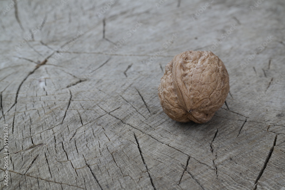 Poster walnut on wooden background