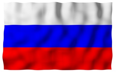 Naklejka premium Waving flag of the Russian Federation. The National. State symbol of the Russia. 3D illustration