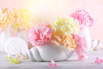 Bouquets of beautiful hydrangea