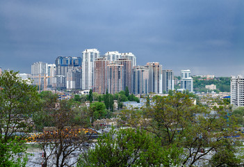 modern architecture of the big city, on a warm day, beautiful cityscape, Kiev, Ukraine