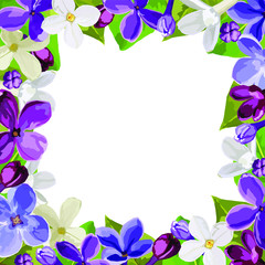 frame with lilac flowers