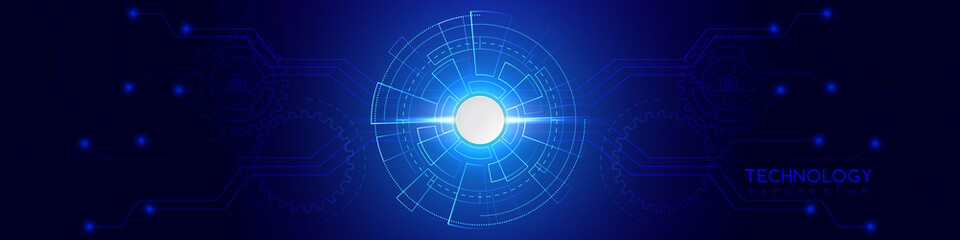 Blue technology background with various technological elements. The concept of innovative high-tech communications. Digital technology and engineering.