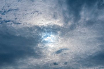 Cloudy sky with clouds. The sky before a thunderstorm. Beautiful natural background