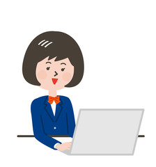 ノートパソコンを操作する女子学生