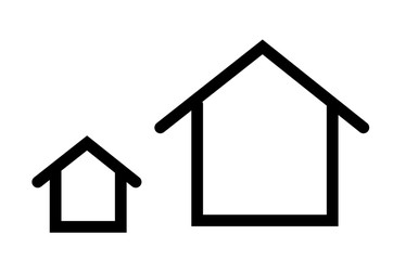 Isolated houses icons. Black line vector illustration.