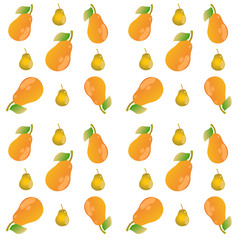 Vector cartoon  pattern with Pear  on white background for web, print, cloth texture or wallpaper.