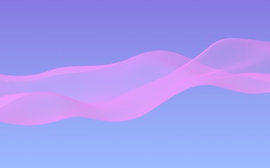 Pink wave on blue sky abstract background. Fluttering pink scarf. Waving on wind pink fabric. 3D illustration
