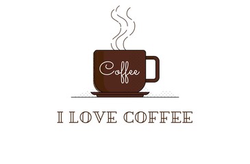 i love coffee quote with cute coffee cup illustration design 