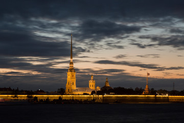 Fototapeta na wymiar Peter and Paul fortress in sunset, Saint-Petersburg, Russia