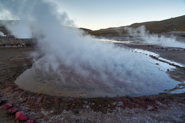 Tatio Geysers early morning at San Pedro de Atacama, Antofagasta 