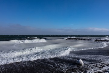 野付半島　冬海　半分こおり