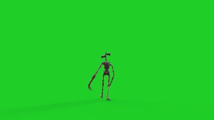 Siren Head Green Screen Walks Back 3D Rendering Animation Horror 4K