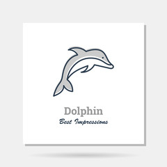 Vector simple company logo example with dolphin as Sea Life