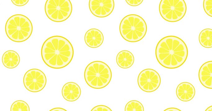Seamless pattern lemon on a white background. Abstract lemon background. Animation 4K