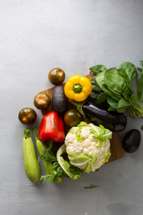 Healthy vegetables set top view. Selection of organic food