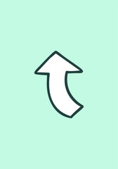 Curved arrow up symbol. Isolated vector illustration in doodle style.