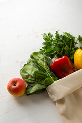 Cotton bag full of fresh vegetables