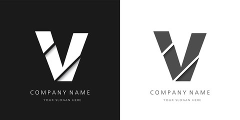 v logo modern letter broken design	