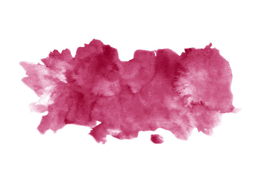 Red wine stain isolated on white background. Realistic wine texture watercolor grunge brush. Dark red mark, watercolour drawing.