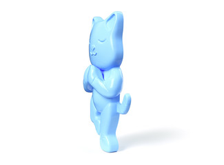 Cute cat practicing yoga. 3d render. Children's yoga