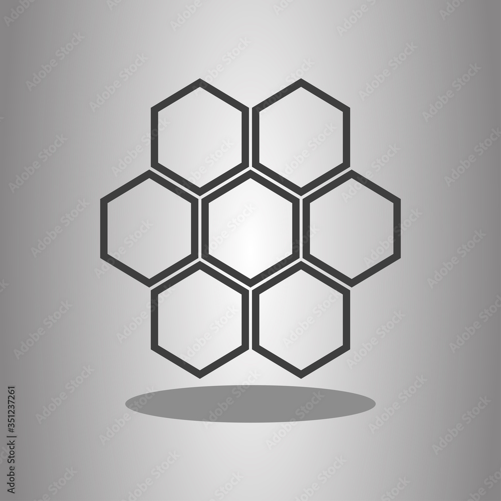 Poster honeycomb simple icon vector with shadow. flat desing