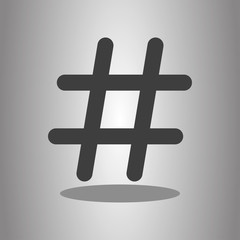 Hashtag simple icon vector with shadow. Flat desing