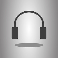 Headphone simple icon vector with shadow. Flat desing