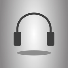 Headphone simple icon vector with shadow. Flat desing