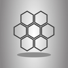 Honeycomb simple icon vector with shadow. Flat desing