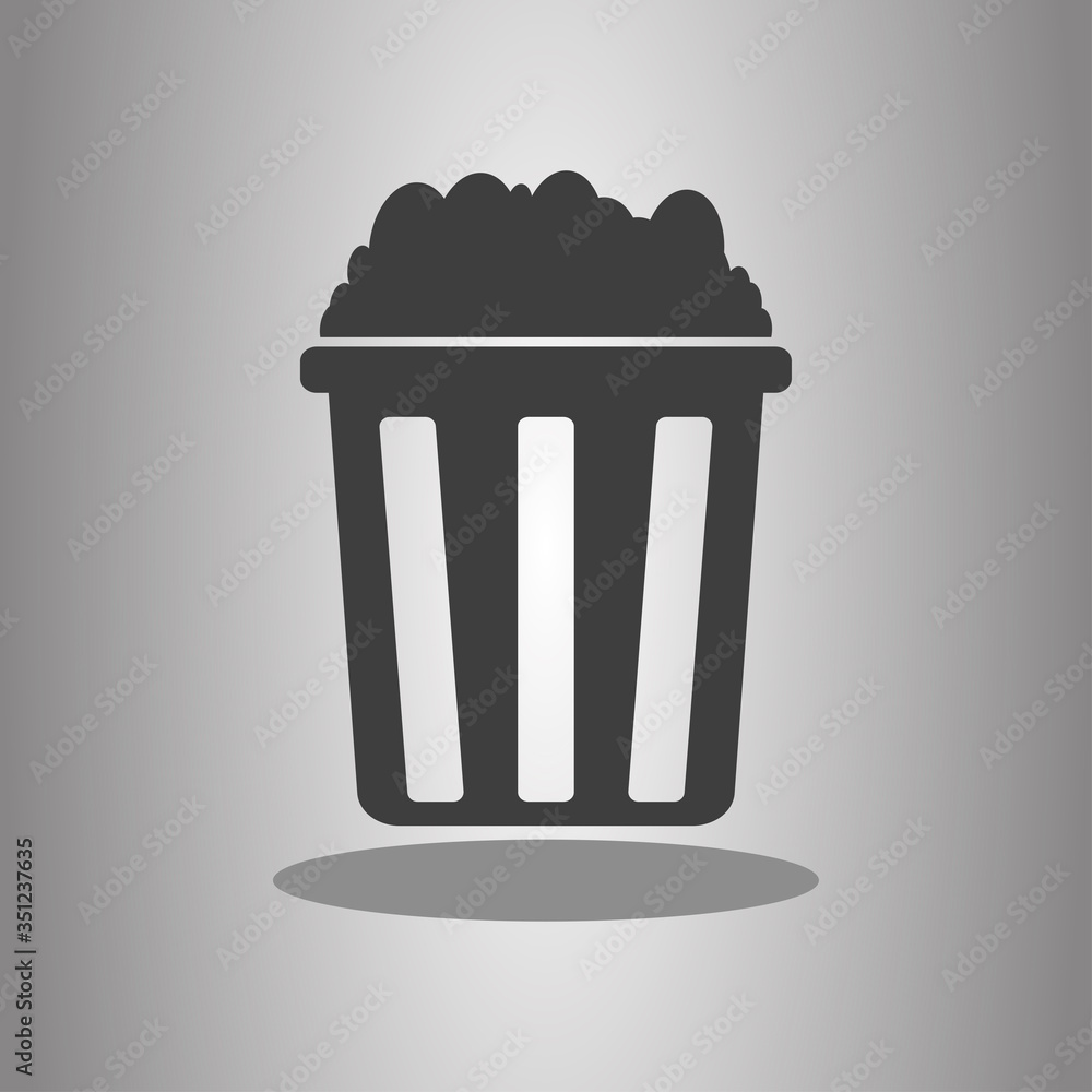 Poster popcorn simple icon vector with shadow. flat desing