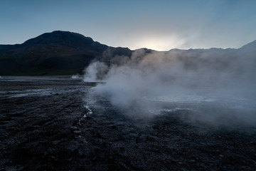 Tatio Geysers early morning at San Pedro de Atacama, Antofagasta 