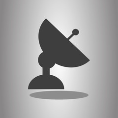 Satellite dish simple icon with shadow. Flat desing