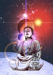 Space Universe Artwork, Astronomy Gifts,Galaxy Poster, Universe Poster,Beautiful Universe Wall Art, Space Art,Moon Poster,Moon Print,Fantasy,Buddha Artwork,Let That Shit Go